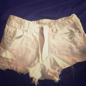 White high waisted denim shorts